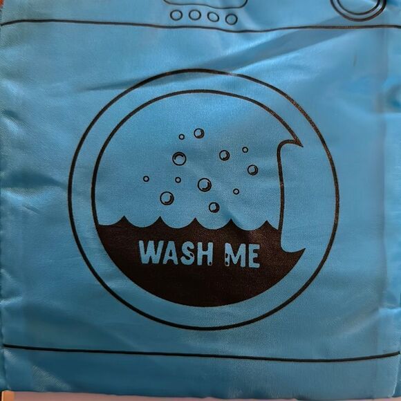 MIAMICA Light Blue Black Laundry Machine Print “Wash Me” Foldable Travel Bag - Picture 5 of 7